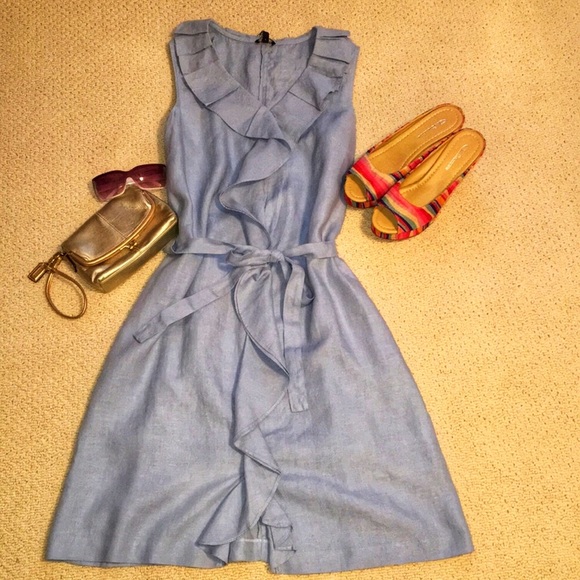 Talbots Dresses & Skirts - 🎉🎉 3X HP 🎉🎉 Linen chambray ruffle front dress